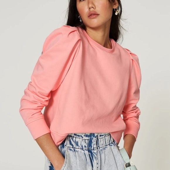 Milly Marianne pleated shoulder crossback sweatshirt pink 13526 - Picture 2 of 16